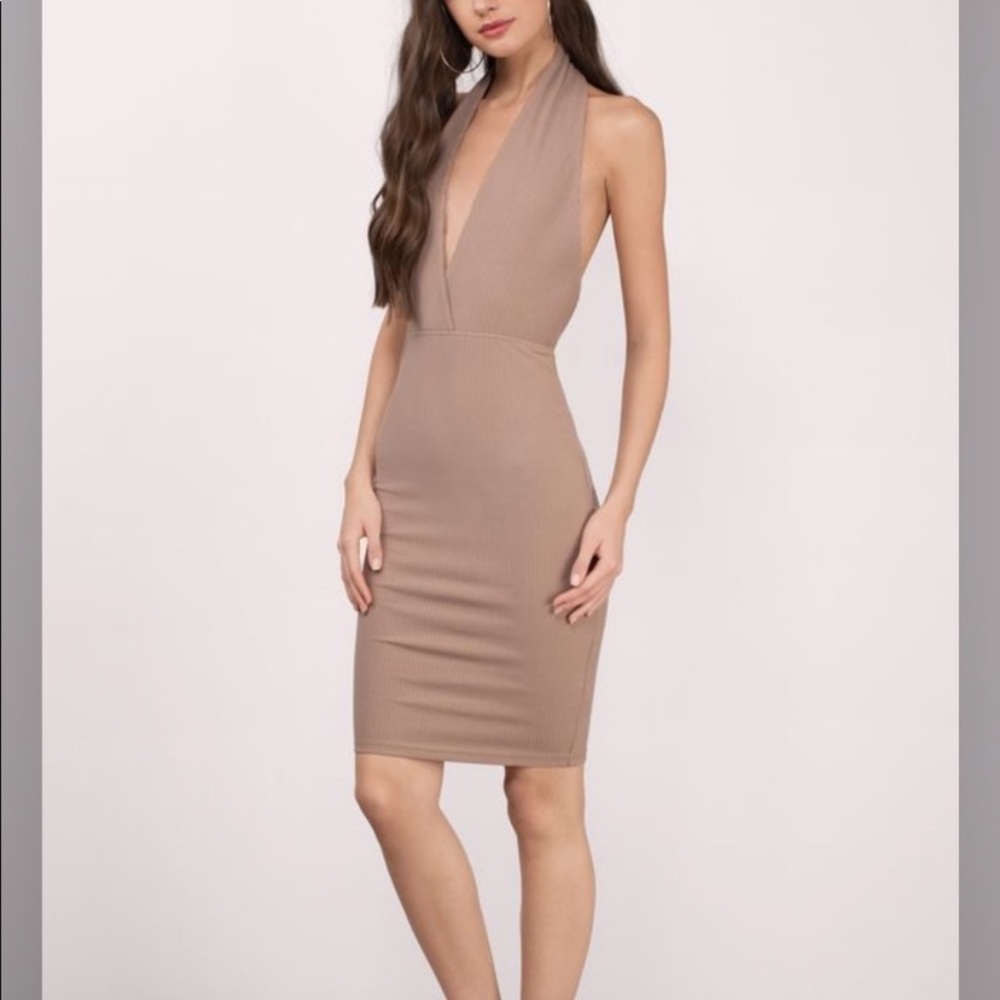 tobi ribbed tan dress halter